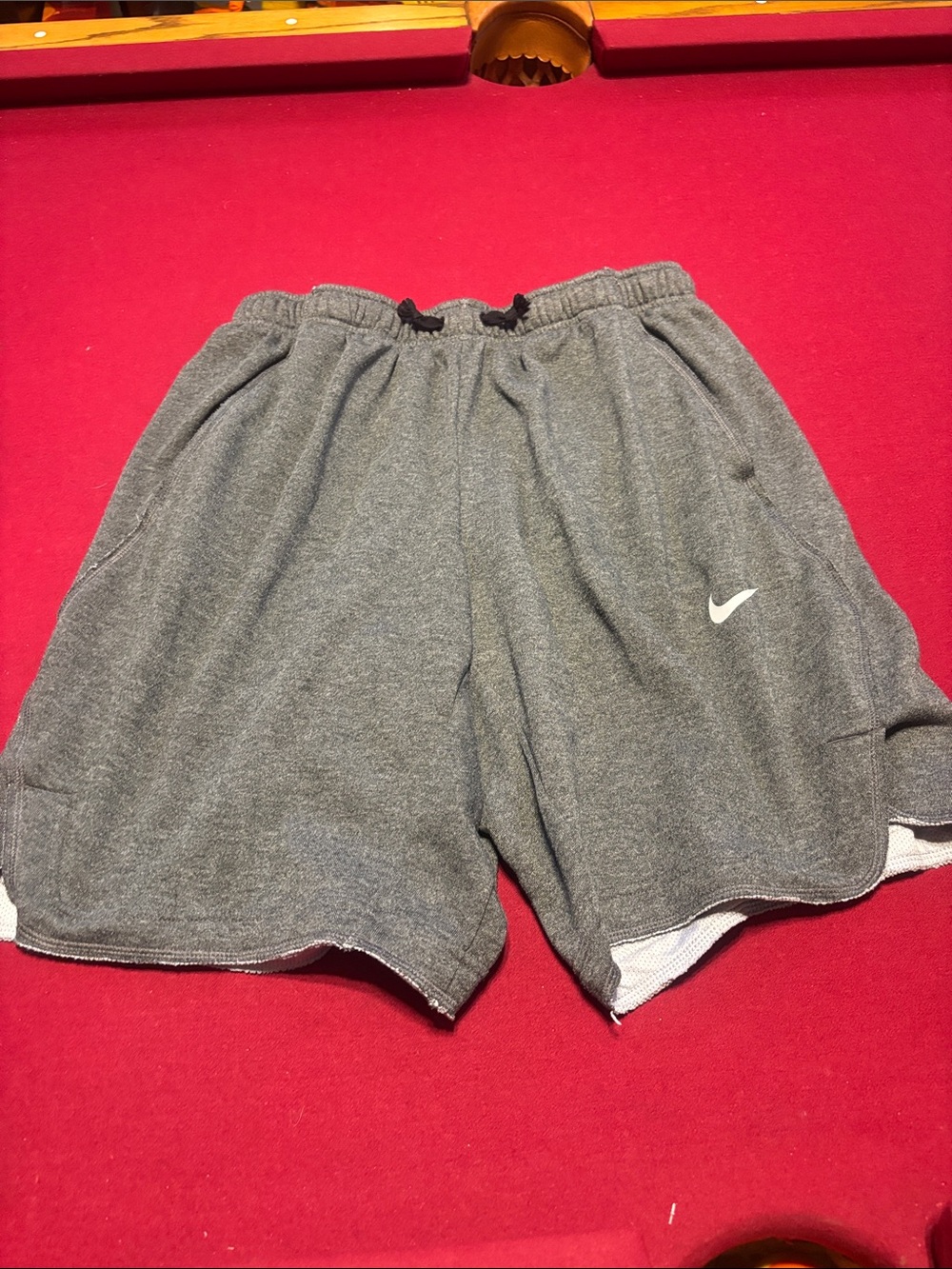 Nike Men’s Gray Athletic Shorts with White Swoosh